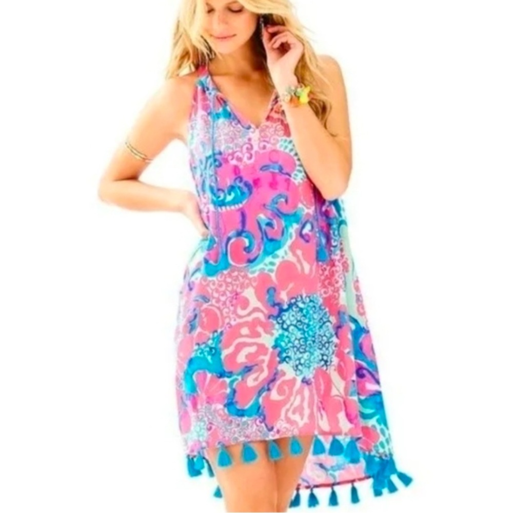 Lilly Pulitzer NWT Vibrant Pink and Blue Floral Dress